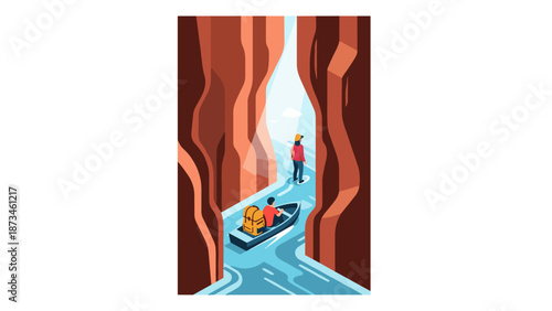 Adventure in canyon: exploring narrow river passages