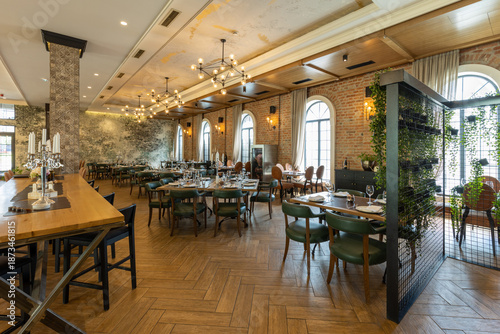 Contemporary dining area in a modern upscale restaurant