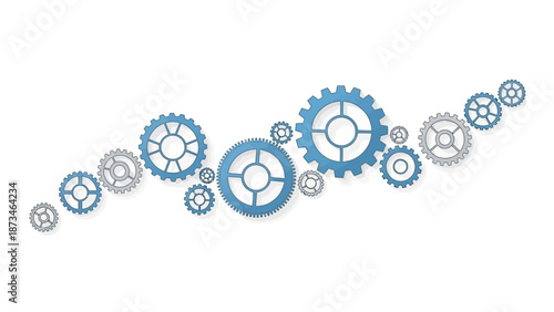 Interconnected gears in various sizes rotating together seamlessly in a technological mechanism
