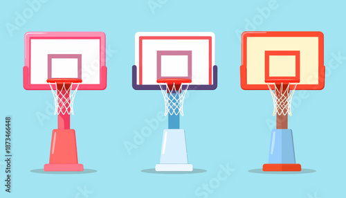 Basketball Hoops in Cartoon Style, Vector Design