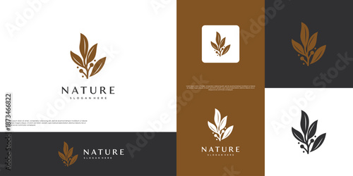 Olive leaf logo, with a natural product concept, health and beauty, vector design template.