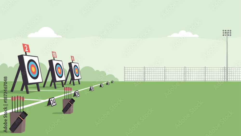 Obraz premium Archery range with targets and arrows on a sunny day