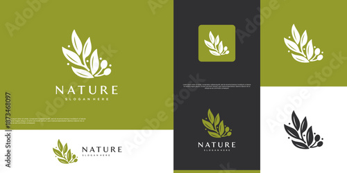 Olive leaf freshness logo, symbol of health and freshness, natural beauty, vector design template.