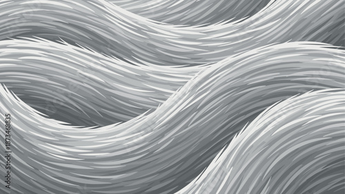 Abstract gray fur texture pattern with wavy lines in seamless design
