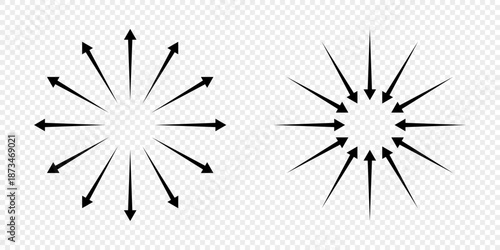 Inward and outward arrows in circular