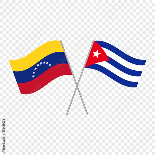 Cuban and Venezuelan flags crossed