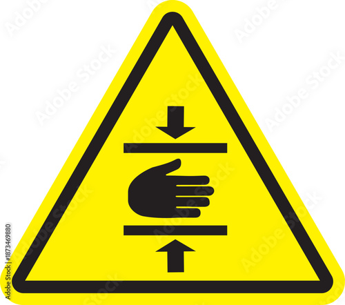 Warning Sign Indicating Hand Crushing Hazard