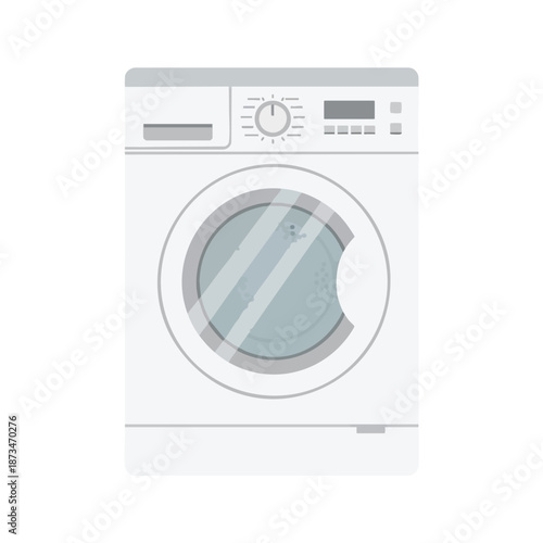 White Front Load Washing Machine Illustration