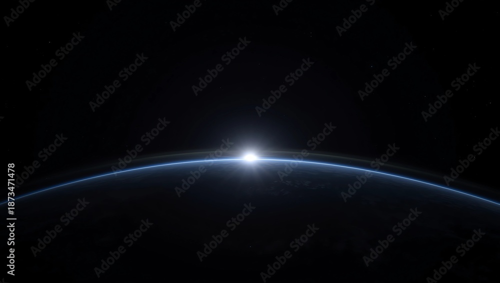 Fototapeta premium blue sunrise, view of earth from space