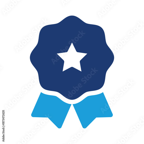 Award rosette excellence symbol with star colored icon vector design good for web or mobile app