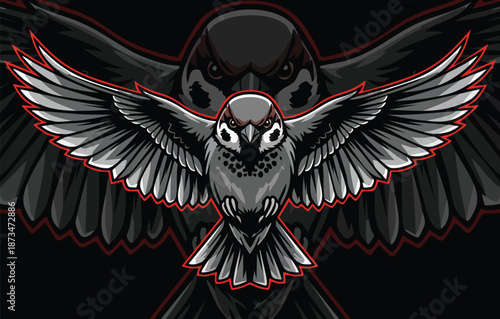 Majestic Flying Owl Mascot Logo Design with Spread Wings on Dark Background