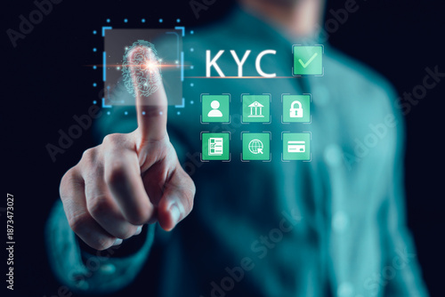 Wallpaper Mural KYC biometric verification with fingerprint authentication, digital identity validation, fintech compliance, secure customer onboarding, AML regulation, fraud prevention ,data privacy protection. Torontodigital.ca