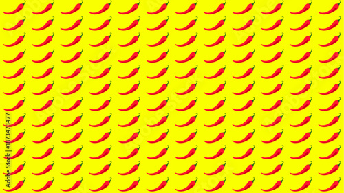 Seamless spicy red chili pepper pattern with vibrant capsicum illustrations, perfect for food backgrounds, kitchen wallpaper, fabric, packaging, and modern culinary design.