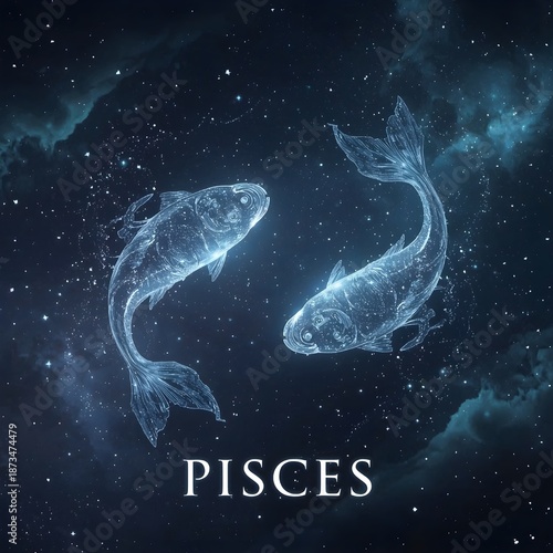 Pisces Zodiac in the Starry Cosmos. 
