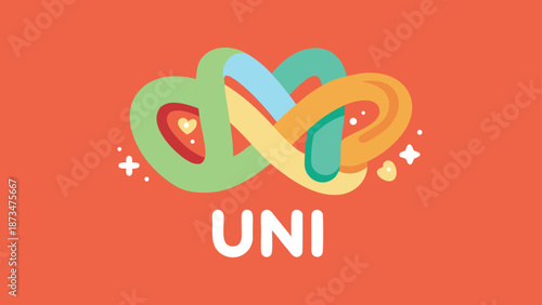 A vibrant logo featuring rounded letters and a unity theme for kids, conveying friendship and happiness