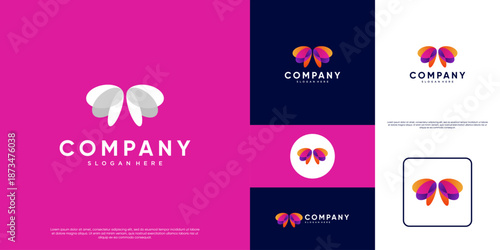 Butterfly logo with the concept of education, metamorphosis, transformation, graphic design illustration.