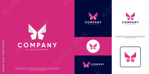 Logo with a concept of balance, butterflies with a modern abstract style, beauty, premium services, vector design illustration.