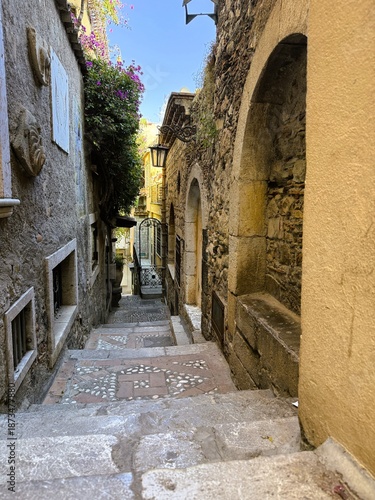 Hidden alleyway in a European historic village