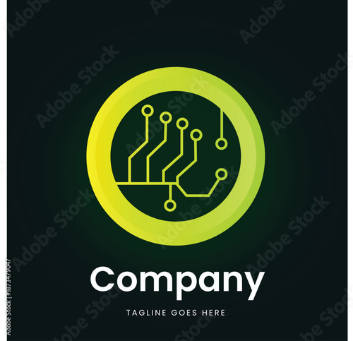 A 3d vector illustration of a green energy saving light icon designed as a modern business logo symbol for a sustainable web service company house concept