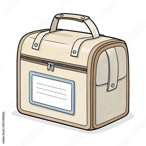 A lunch carrier with a blank name tag window, perfect for personalized meals on-the-go.