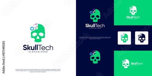 logo with a concept of human biology and digital technology, precision work system, software development, vector design template.