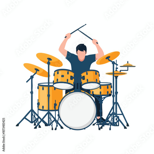 Drummer Playing with Energy