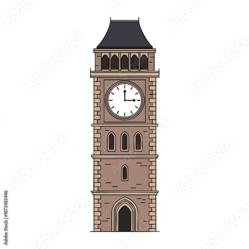 Vintage Clock Tower Illustration