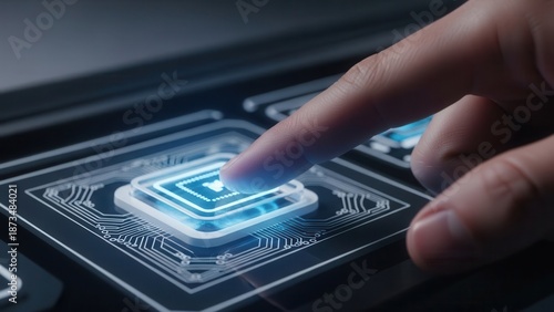 Index finger reaching to activate interface control