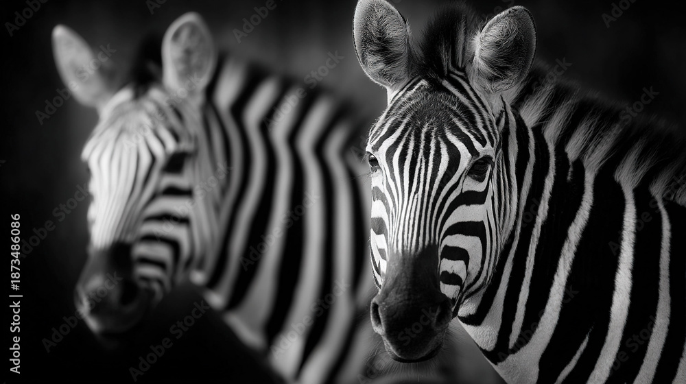 Obraz premium Two zebras in black and white contrast