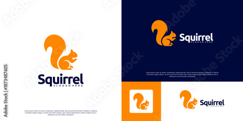 beautiful logo with a squirrel shape, curved tail, wild animal symbol, graphic design template.