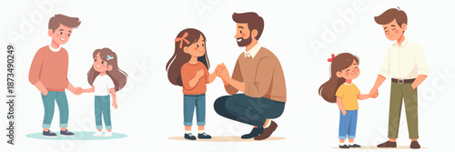 Flat Illustration Father and Daughter Relationship Bonding Moment Celebration Illustration