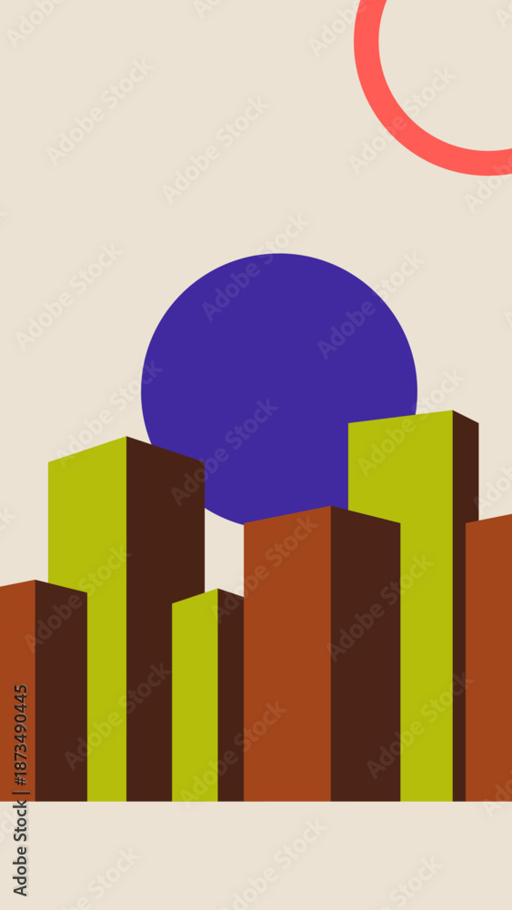 Fototapeta premium Abstract Geometric Cityscape Illustration
