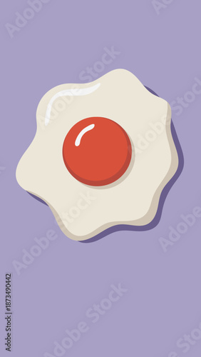 Illustration of a Fried Egg on Purple Background