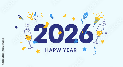 New Year 2026 Celebration with Champagne.