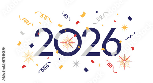 New Year 2026 Celebration Confetti Numbers.