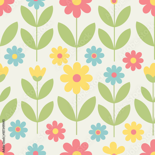 Wallpaper Mural Retro Floral Pattern Seamless Background Torontodigital.ca