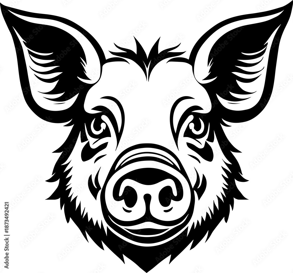 Fototapeta premium Pig Face Illustration