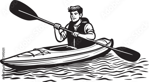 Man Kayaking Illustration