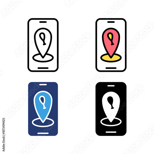 Icon set app location restaurant, fast food, restaurant service, food service. Icon line, glyph and flat with blue colour isolated white background.
