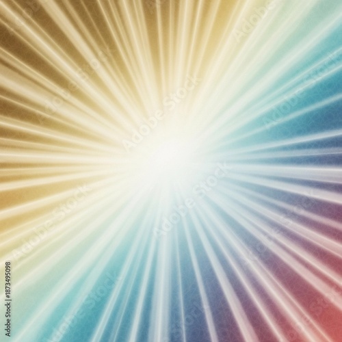 Sinar cahaya warna-warni yang semarak memancar dari pusat yang terang.