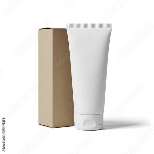 Cosmetic cream tube with a minimalist design for skincare products or medical ointments Isolated on White background