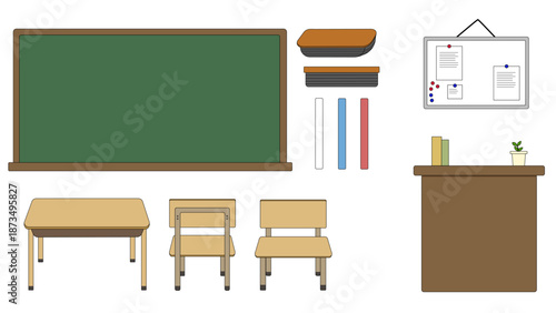 교실(책상+의자+칠판+학생+교육)
