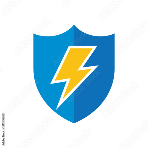 A blue shield icon with a yellow lightning bolt, symbolizing protection and energy Free Download A blue shield icon with a yellow lightning bolt, symbolizing protection and energy - GFXLoad