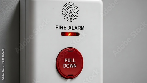 Wallpaper Mural Fire alarm pull down button closeup. Torontodigital.ca