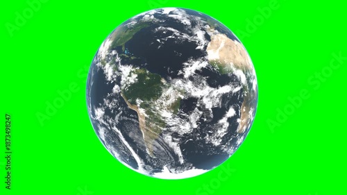 Earth rotating on green scree