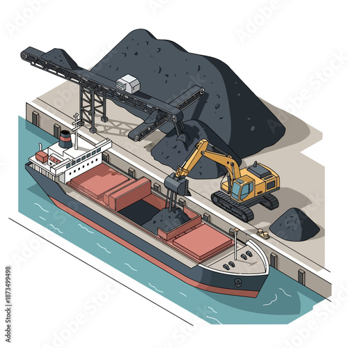 Coal Loading Operations at a Busy Port Terminal.