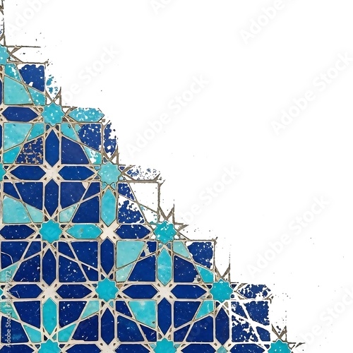 Wallpaper Mural Intricate Blue Geometric Pattern with Gold Accents. Torontodigital.ca