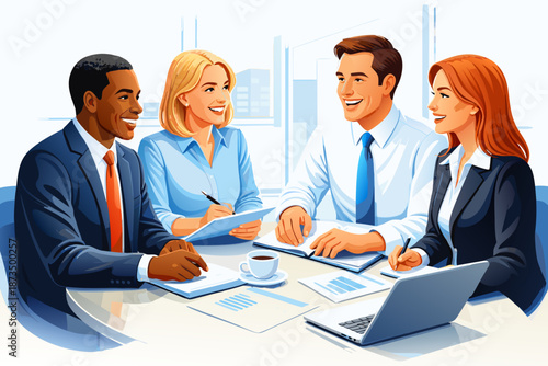 business team having a meeting with smiles in the office