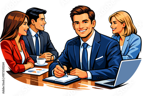 business team having a meeting with smiles in the office