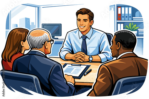 business team having a meeting with smiles in the office